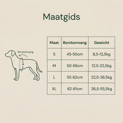 GripLijn maatgids S tot XL met borstomvang in cm