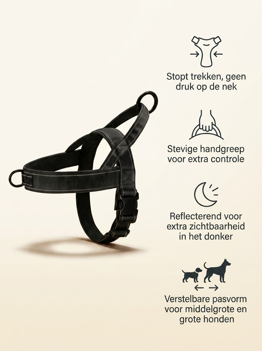 GripLijn - Anti-trek Hondentuig met Handvat